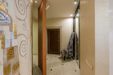 standard room interior apartment. room doors, renovation corridor lobby entrance hall
