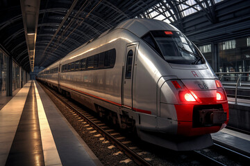 Fototapeta premium Image of train. Train related topics. Vacation by train. Rail strike. Train accident.