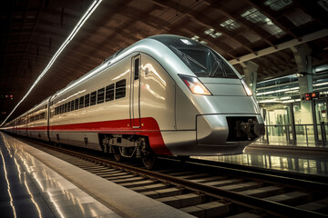 Fototapeta premium Image of train. Train related topics. Vacation by train. Rail strike. Train accident.
