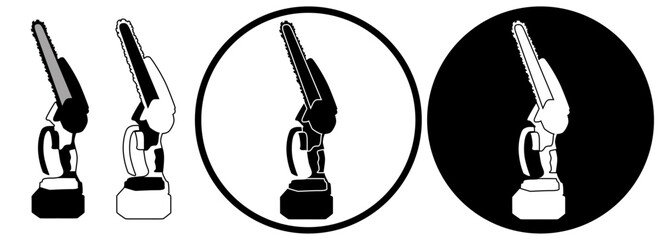 Set Electric Portable Chainsaw icon logo vector illustration