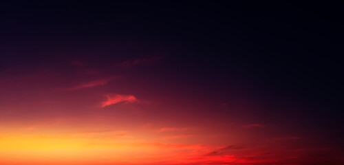 Red Sunset Sky,Cloud over Sea Beach in Evening on Spring,Landscape Dark Night Sky in Orange,Pink,Purple,Blue.Horizon Summer Seascape Golden hour sky with twilight,Dusk sky background - obrazy, fototapety, plakaty