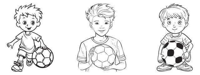 Soccer boy icon symbol set, vector illustrations on white background