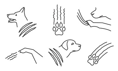 Dog scratch. Common pet behavior symbol. Excessive scratching.