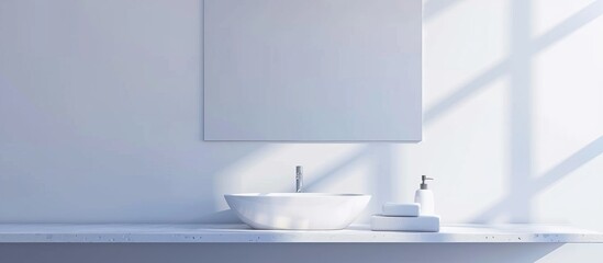 White sink and mirror in room