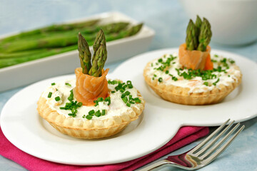 Cheese and salmon tartlets.
