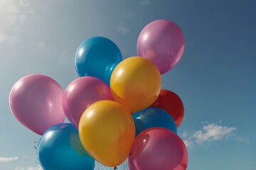 Fototapeta na wymiar Celebrate in style with bright birthday balloons that were filmed in breathtaking 8k resolution by an HD camera, offering a realistic and joyous visual experience. The Pride Celebration banner was emb