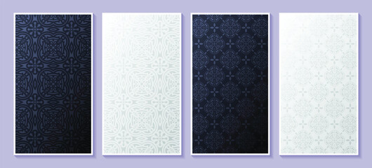 Black and white abstract pattern vertical card