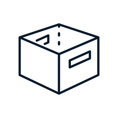 Empty, open box. Vector linear icon isolated on white background.