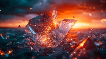 Mystic crystals glowing with an ethereal light in fantasy setting - obrazy, fototapety, plakaty