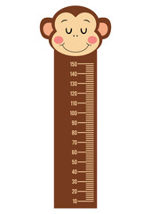 Cute face monkey standing on a ruler for baby