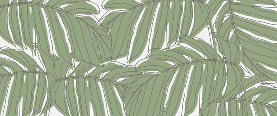 Summer green tropical vector background with monstera leaves.