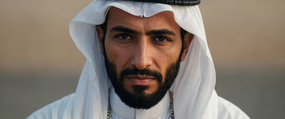 A man wearing a white thobe