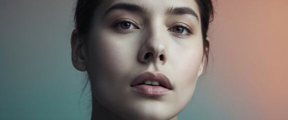 Surprised expression with soft gradient backdrop