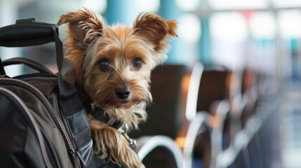 Small Brown Dog Sitting on Backpack