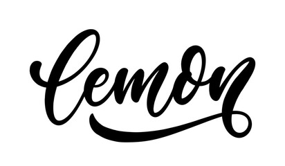 Lemon - hand lettering word. Calligraphic vector hand drawn text isolated on white background. Lemon handwritten calligraphy.