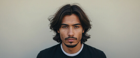 A man with long, dark hair