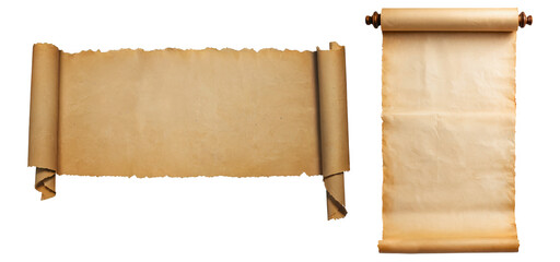 set of empty scroll, parchment