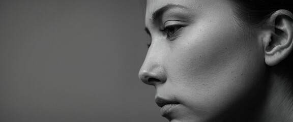 A woman with a melancholic expression