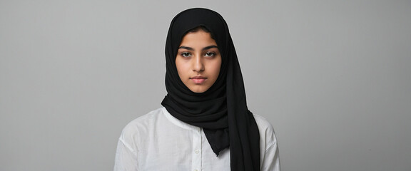 Arab teenage girl in a black hijab