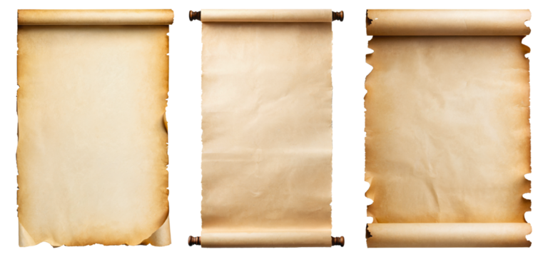 set of empty scroll, parchment