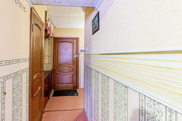 standard room interior apartment. room doors, renovation corridor lobby entrance hall