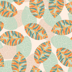 Seamless abstract leaves pattern. Vector Illustration. 