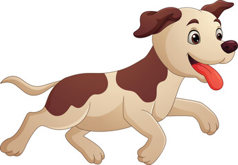 Happy cartoon dog running isolated on white background - 775727307