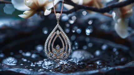 a pendant crafted from platinum gold, adorned with diamonds, featuring the exquisite theme design in a simple yet sophisticated style.