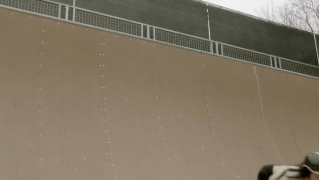 Roller skater jump turns on the Corey Lawrence halfpipe in Lawrence Kansas