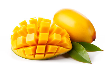 mango fruits cut out isolated on white