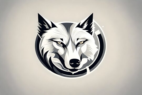 An HD capture of a minimalistic vector logo featuring a wolf, expressing the powerful essence of strength and free spirit with each detail sharply rendered through the lens of a professional camera.