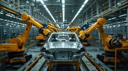 Automated Robotics Technology in Car Manufacturing.