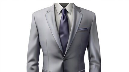 Grey Business Suit with Tie Vector