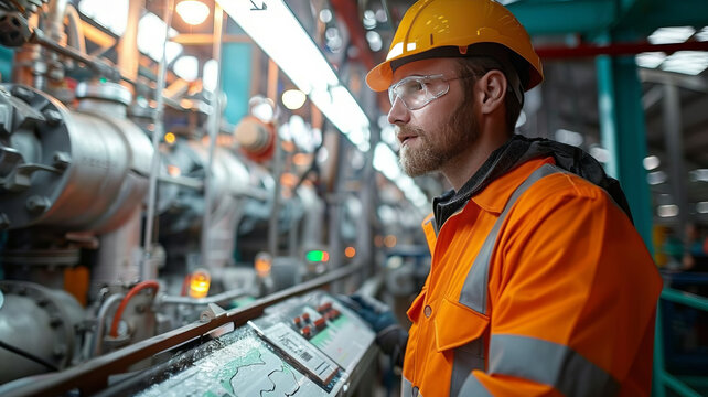 an engineer is looking at the graphs of power curve on the screen in BESS plant.generative ai