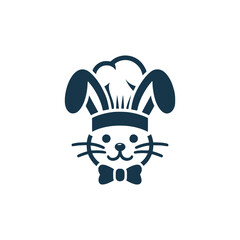 rabbit chef logo vector illustration template design