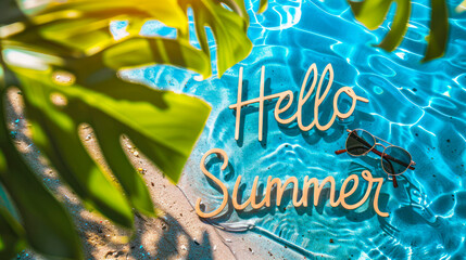 Hello summer background, beach, sea holiday