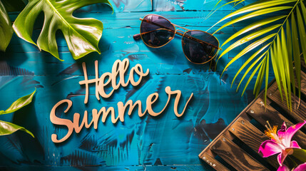 Hello summer background, beach, sea holiday