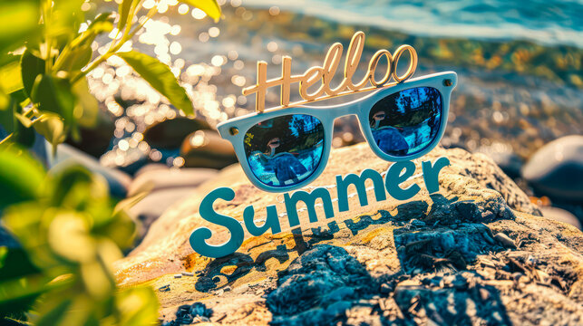 Hello summer background, beach, sea holiday
