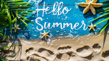 Hello summer background, beach, sea holiday