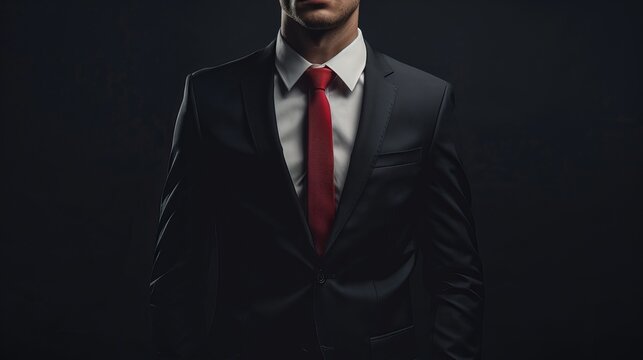 Man in Suit on Black Studio Background