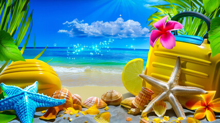 Hello summer background, beach, sea holiday