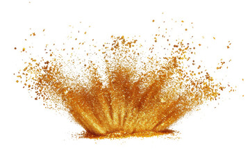 Explosion of Golden gust with shiny glitter isolated on background, glowing shiny light that splash and flowing, festive element for celebration.