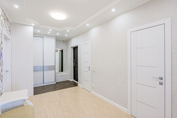 standard room interior apartment. room doors, renovation corridor lobby entrance hall