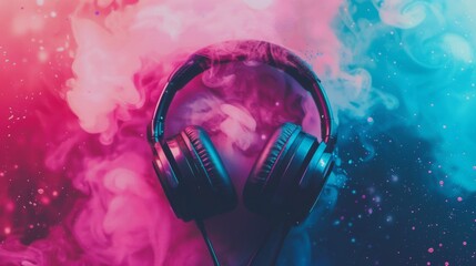 Headphones on the Colorful Background