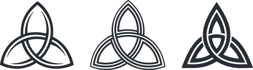 Set of trinity symbol, celtic knots, vector illustration. - obrazy, fototapety, plakaty