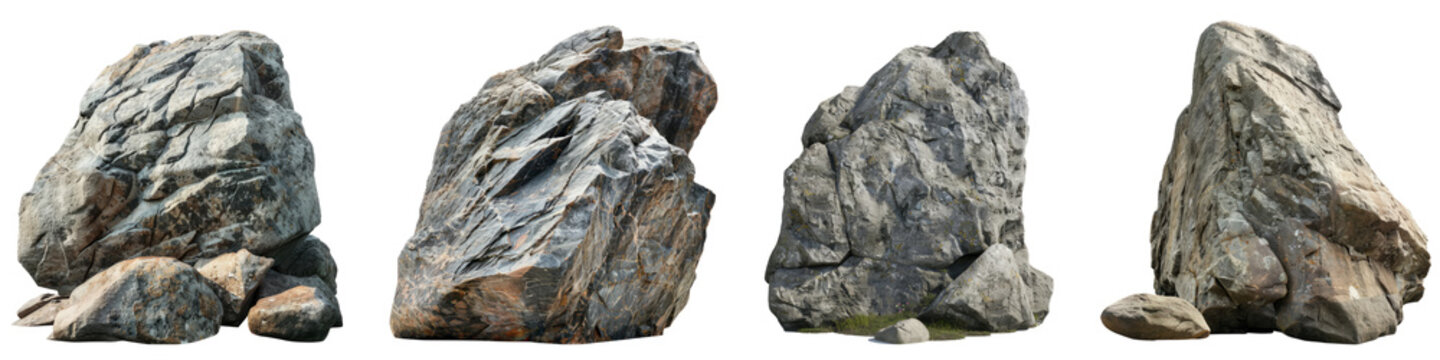 Rock boulder cutout png isolated on white or  transparent background