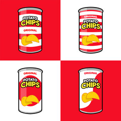 four variants original potato chips can packages