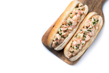 Lobster roll isolated on white background. Top view