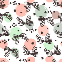 Vintage seamless pattern with decorative bows. Vector background.	

