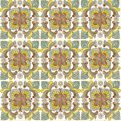 Traditional Ukrainian ornament, Kosiv ceramics, Seamless pattern